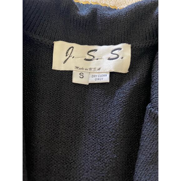 J.S.S knit wear jacket blazer small black cream wool blend button up classic - Picture 8 of 12